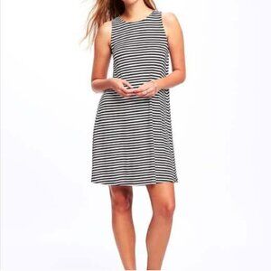 ⭐ Old Navy Black & White Striped Swing Tank Dress Size Small